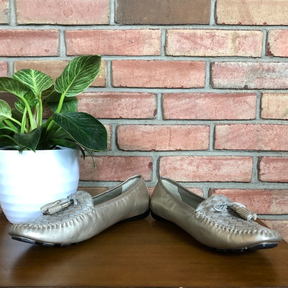 Robert Zur Checker Style Metallic Driving Loafer in True Silver and True Gold - Picture 6 of 10